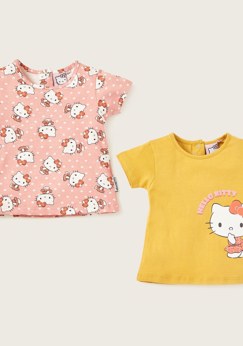 Hello Kitty Print T-shirt with Short Sleeves - Pack of 2-T Shirts-image-0