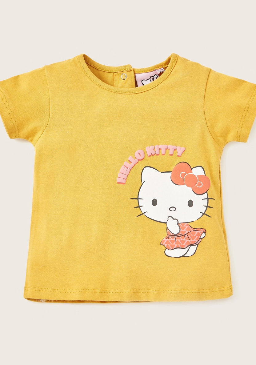 Hello Kitty Print T-shirt with Short Sleeves - Pack of 2-T Shirts-image-2