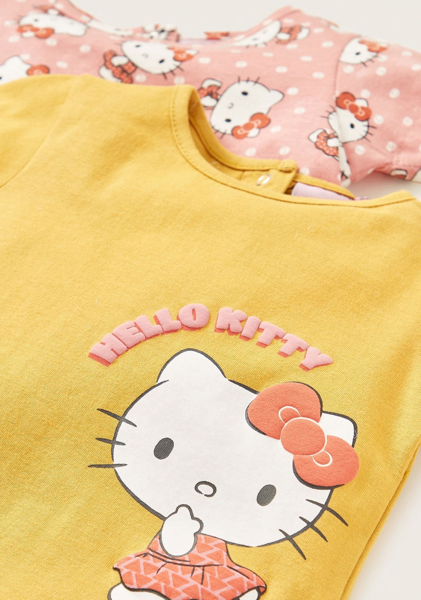 Hello Kitty Print T-shirt with Short Sleeves - Pack of 2-T Shirts-image-3