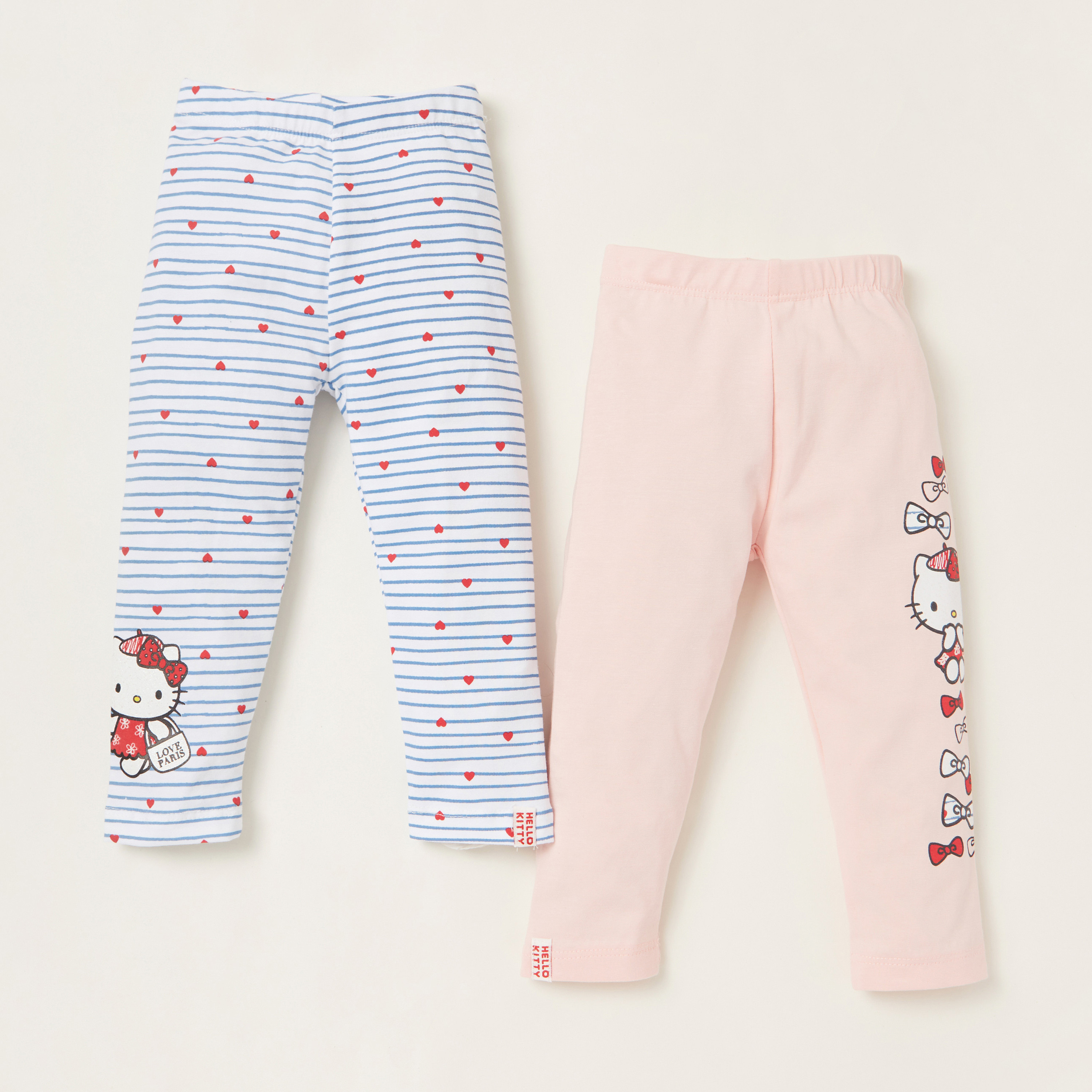 Hello Kitty Print Leggings with Elasticised Waistband - Set of 2-baby-girls-clothing-bottoms-leggings-image-1