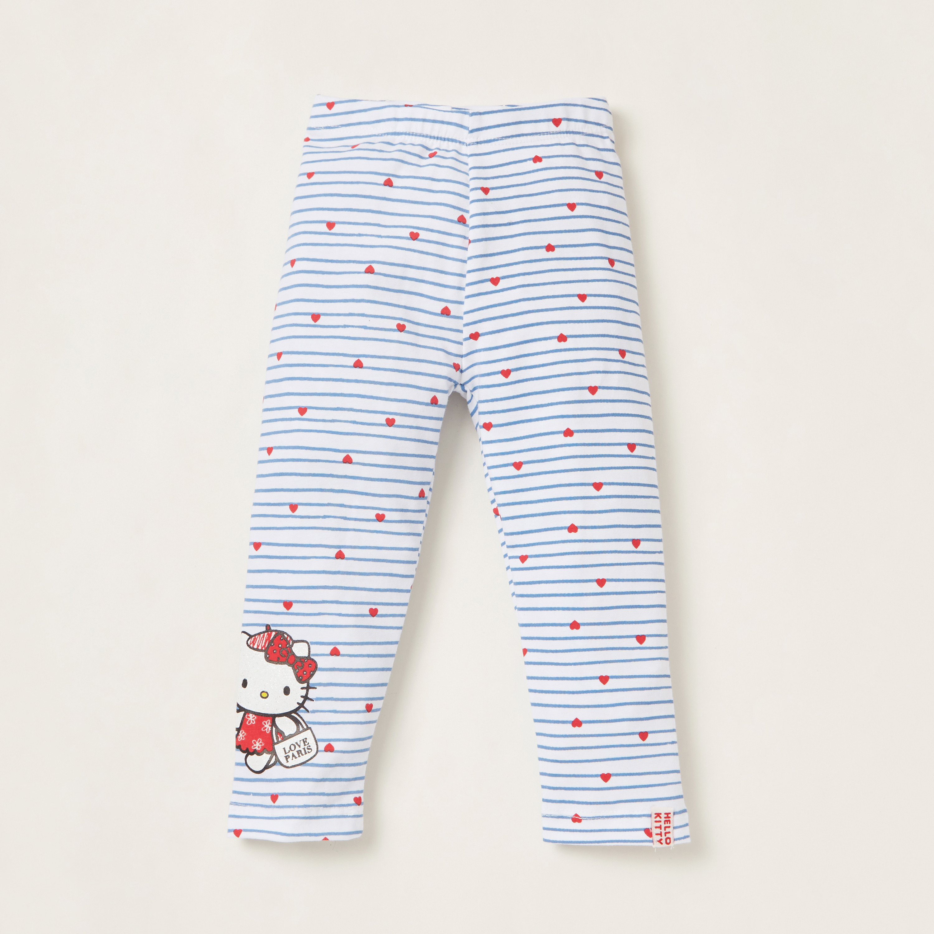 Hello Kitty Print Leggings with Elasticised Waistband - Set of 2-baby-girls-clothing-bottoms-leggings-image-3