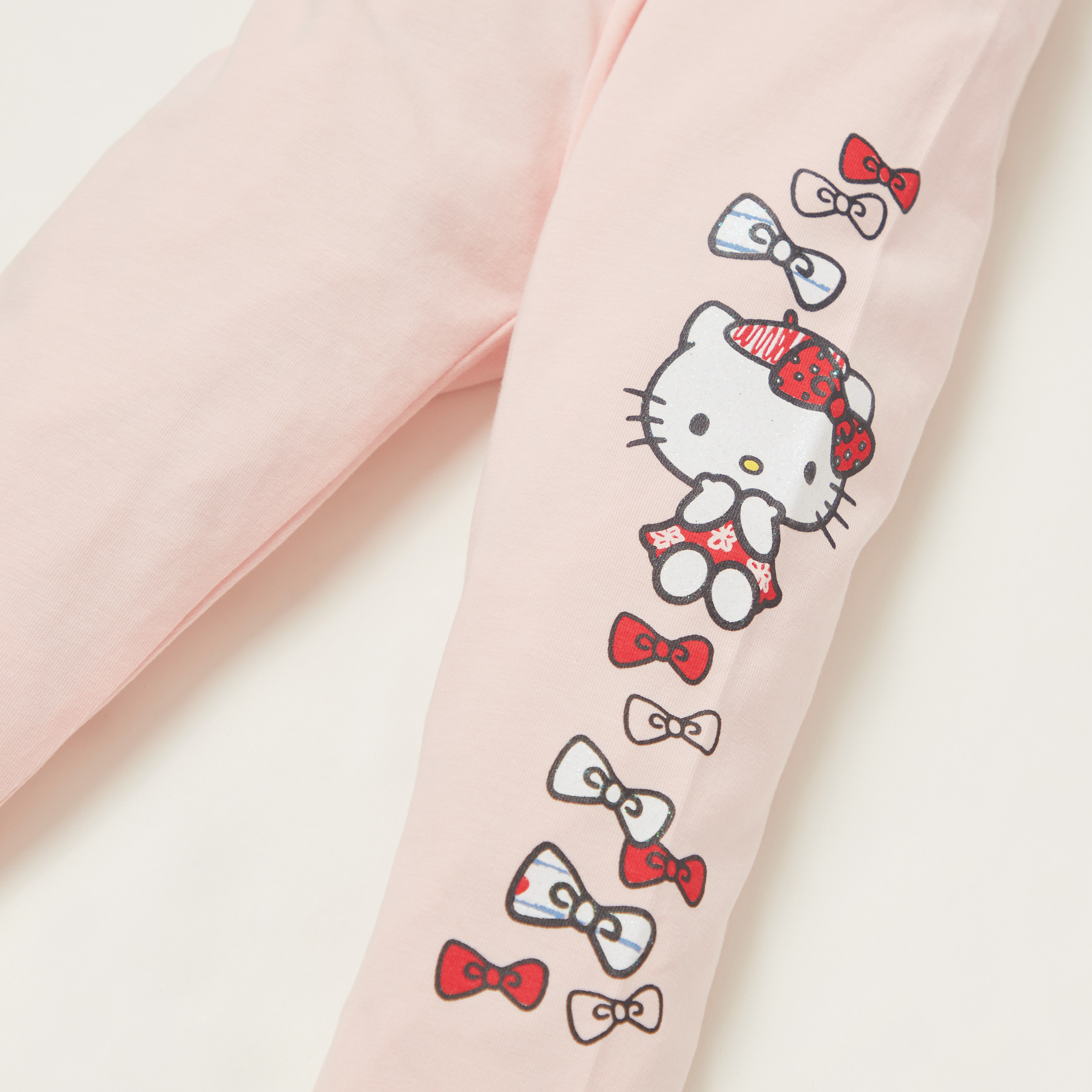 Hello Kitty Print Leggings with Elasticised Waistband - Set of 2-baby-girls-clothing-bottoms-leggings-image-4