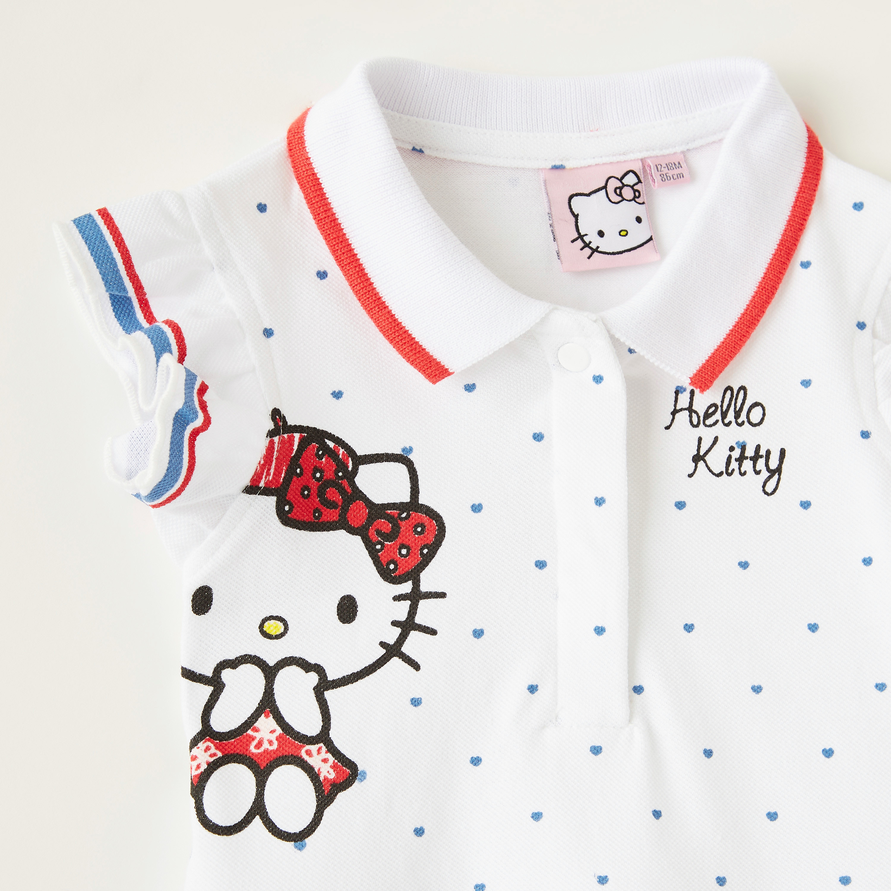 Hello Kitty Print Polo Dress with Cap Sleeves-girls-clothing-dressesandjumpsuits-image-2
