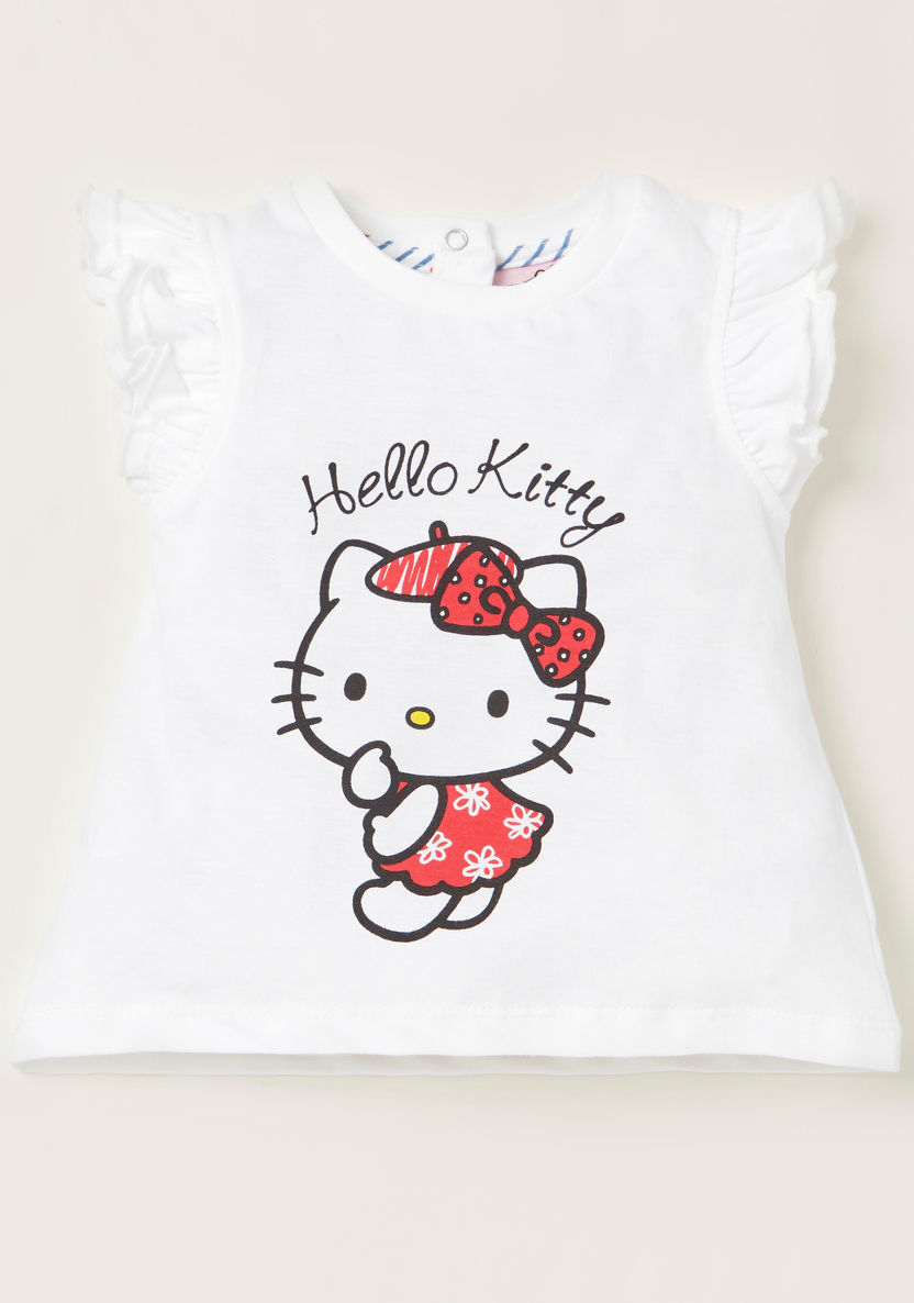 Hello Kitty Print T-shirt and Shorts Set-Clothes Sets-image-1