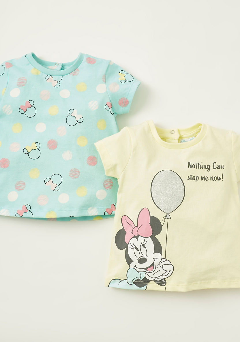 Disney Minnie Mouse Print T-shirt with Short Sleeves - Set of 2-Multipacks-image-0