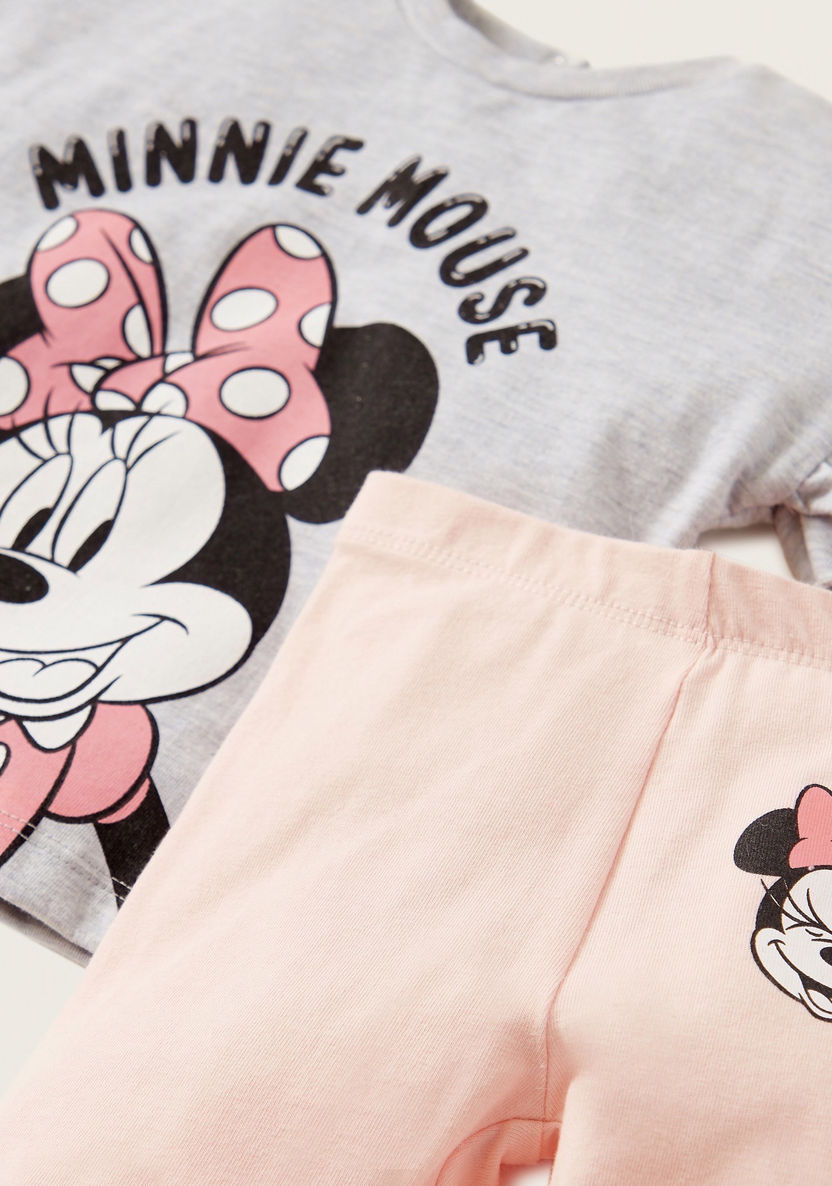 Disney Minnie Mouse Print T-shirt and Leggings Set-Clothes Sets-image-3