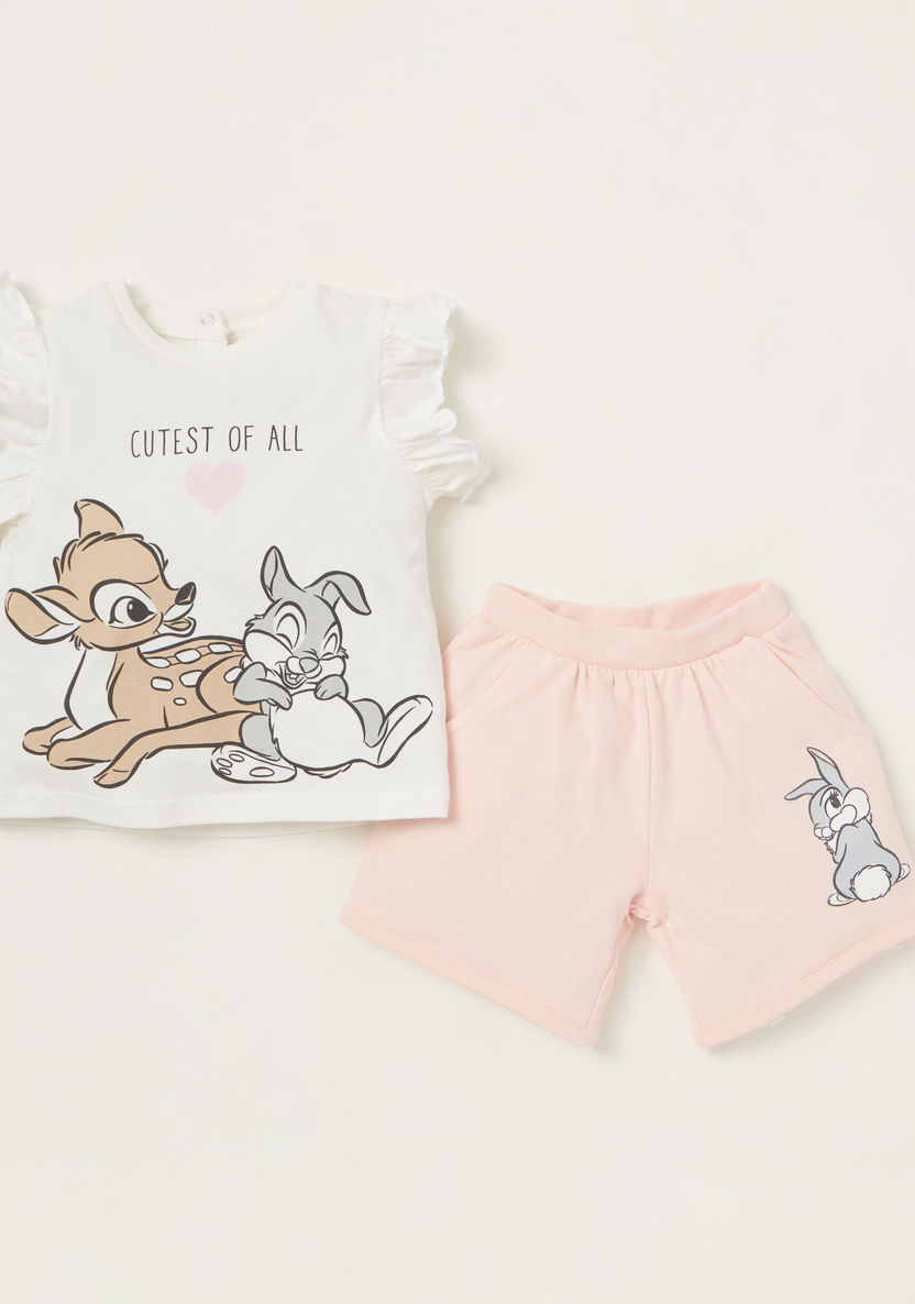 Disney Bambi Graphic Print T-shirt and Shorts Set-Clothes Sets-image-0