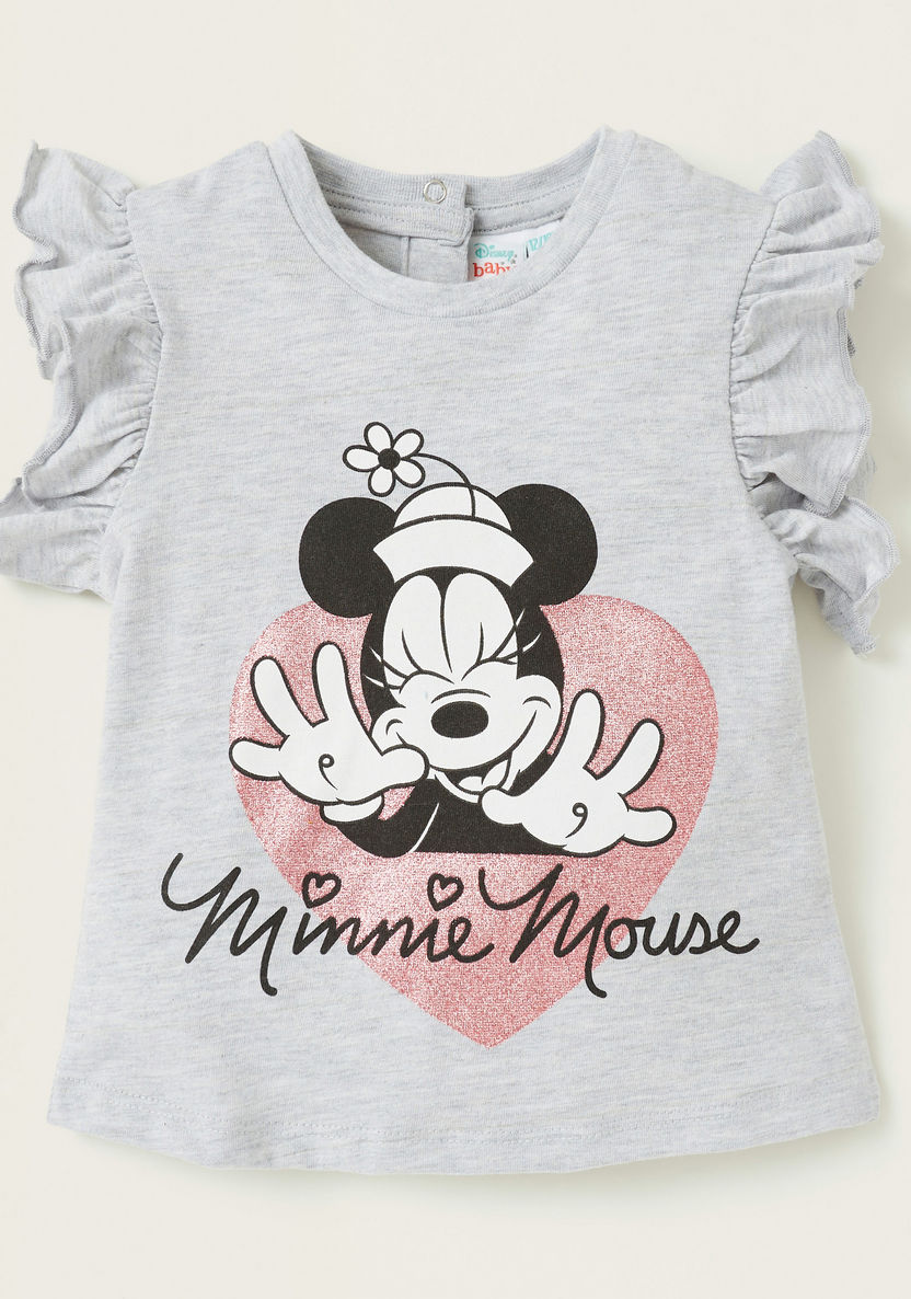 Disney Minnie Mouse Print T-shirt and Shorts Set-Clothes Sets-image-1