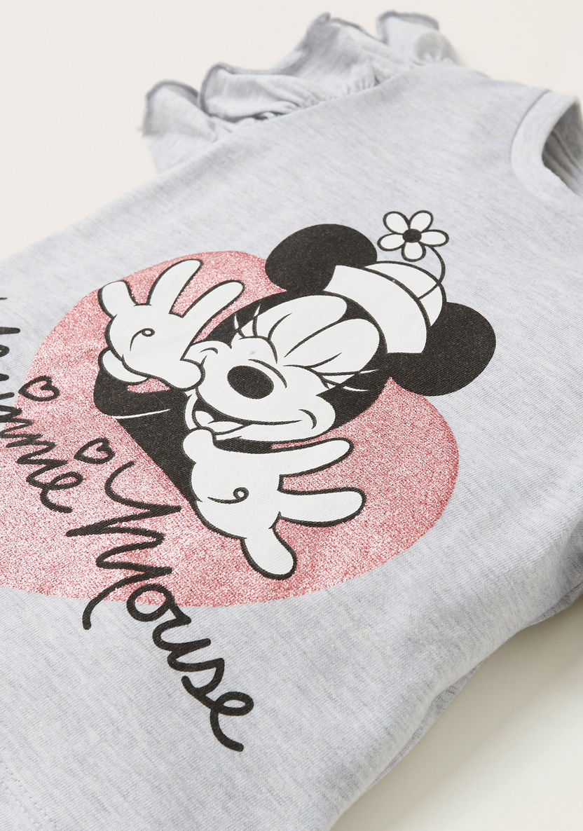 Disney Minnie Mouse Print T-shirt and Shorts Set-Clothes Sets-image-3