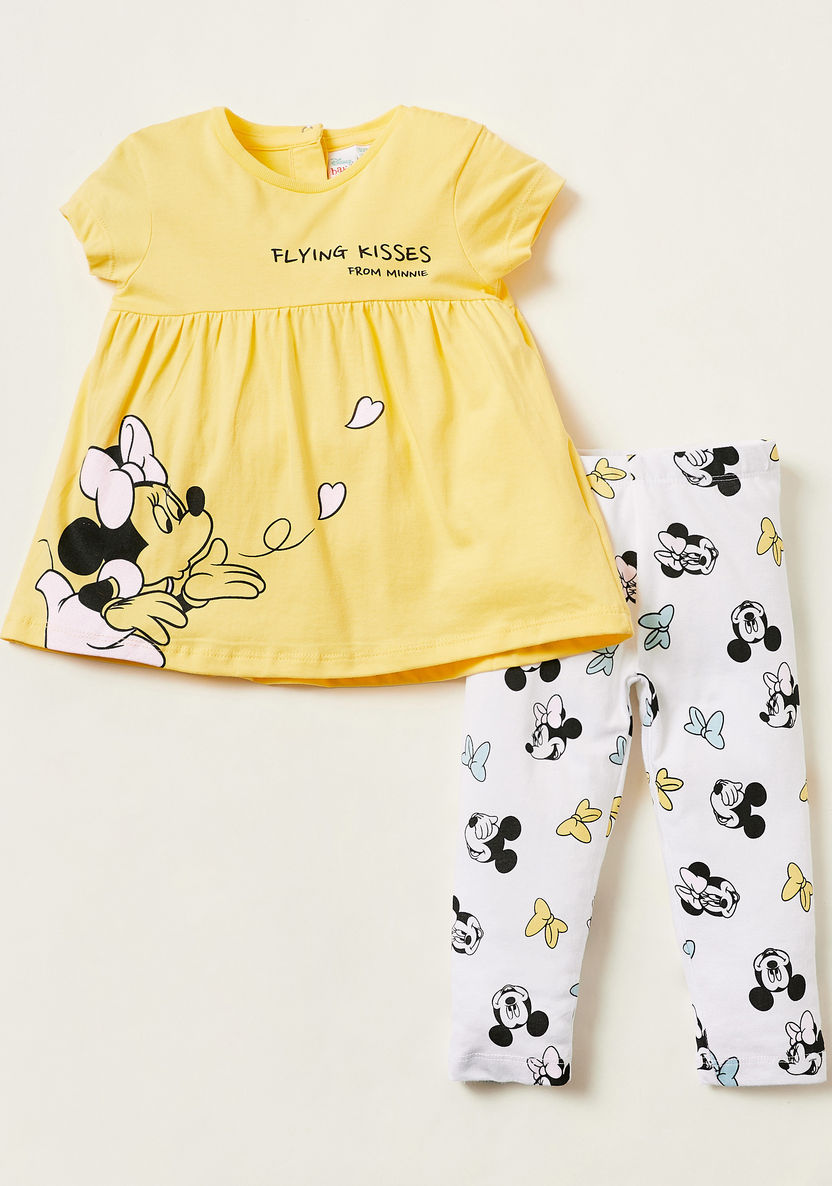 Disney Minnie Mouse Print Tunic with All-Over Print Leggings Set-Clothes Sets-image-0