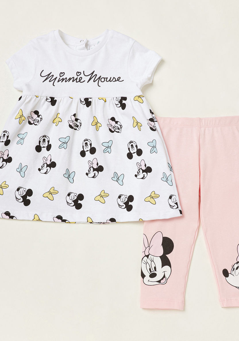Minnie Mouse Print Tunic and Leggings Set-Clothes Sets-image-0
