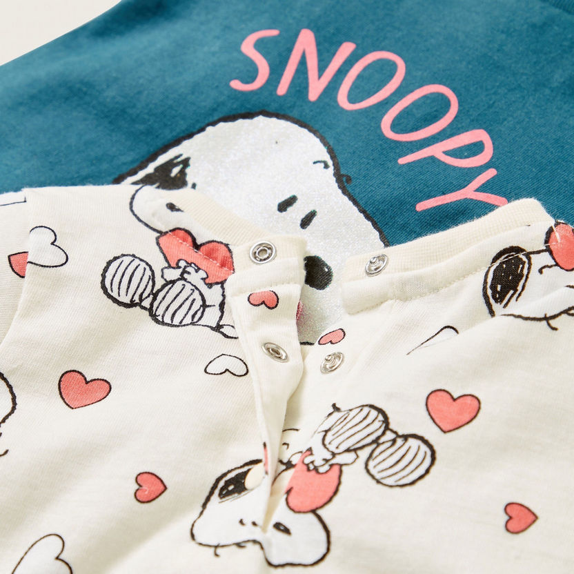 Snoopy Print T-shirt with Short Sleeves - Pack of 2-T Shirts-image-4
