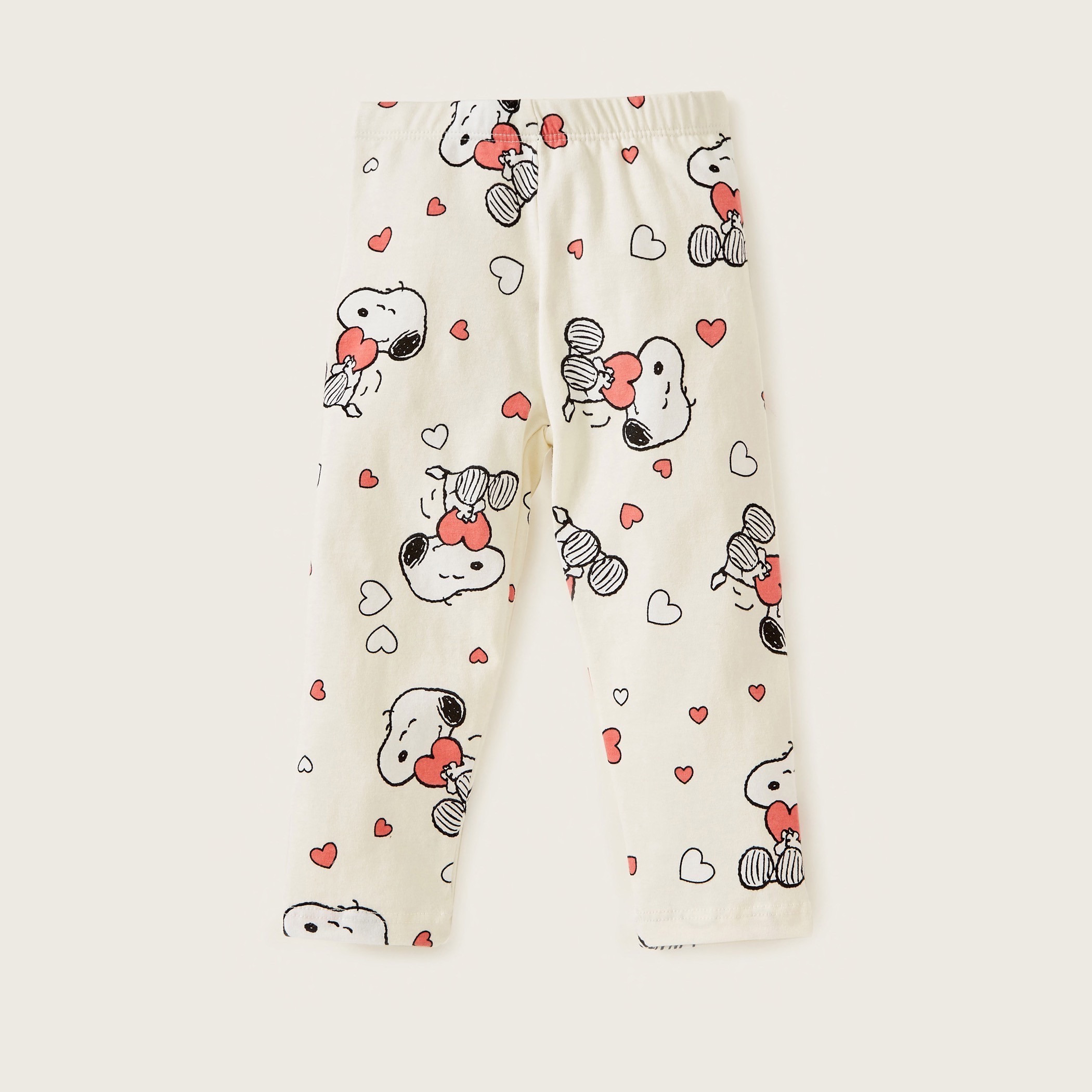 Snoopy Print Leggings with Elasticised Waistband - Pack of 2-baby-girls-clothing-bottoms-leggings-image-3