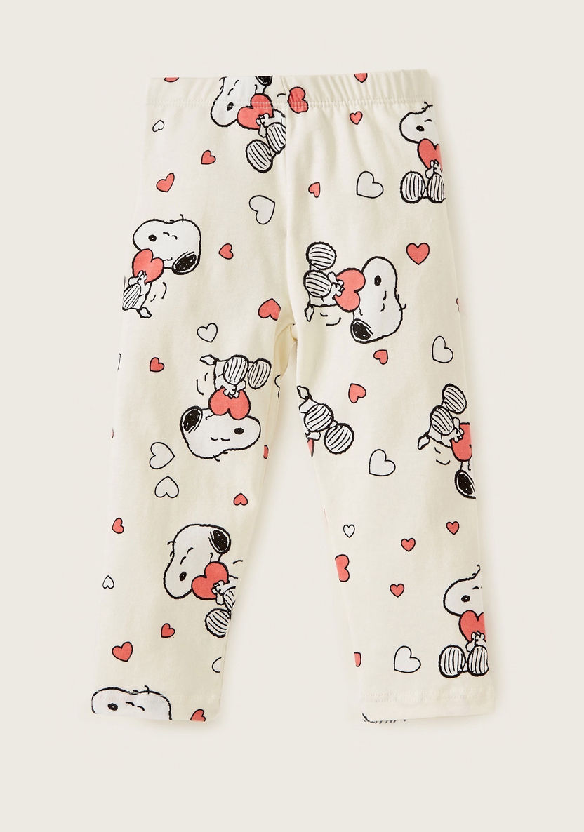 Snoopy Print Leggings with Elasticised Waistband - Pack of 2-Leggings-image-2