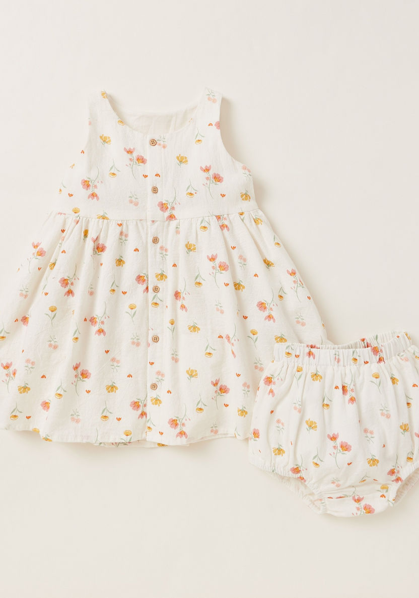 Floral Print Sleeveless Dress and Bloomer Set-Dresses%2C Gowns and Frocks-image-0
