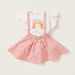 Rainbow Print T-shirt and Star Print Skirt with Suspenders Set-Clothes Sets-thumbnail-0