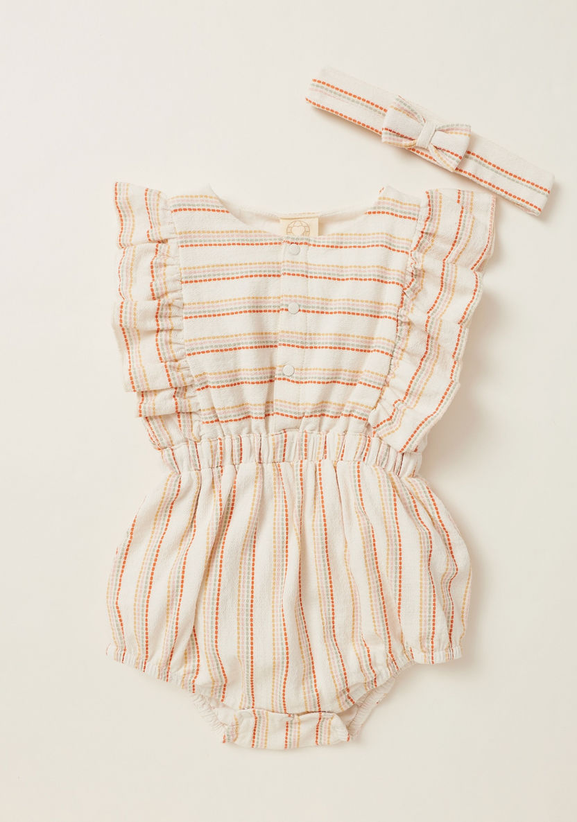 Striped Sleeveless Romper with Bow Detail Headband-Rompers%2C Dungarees and Jumpsuits-image-0