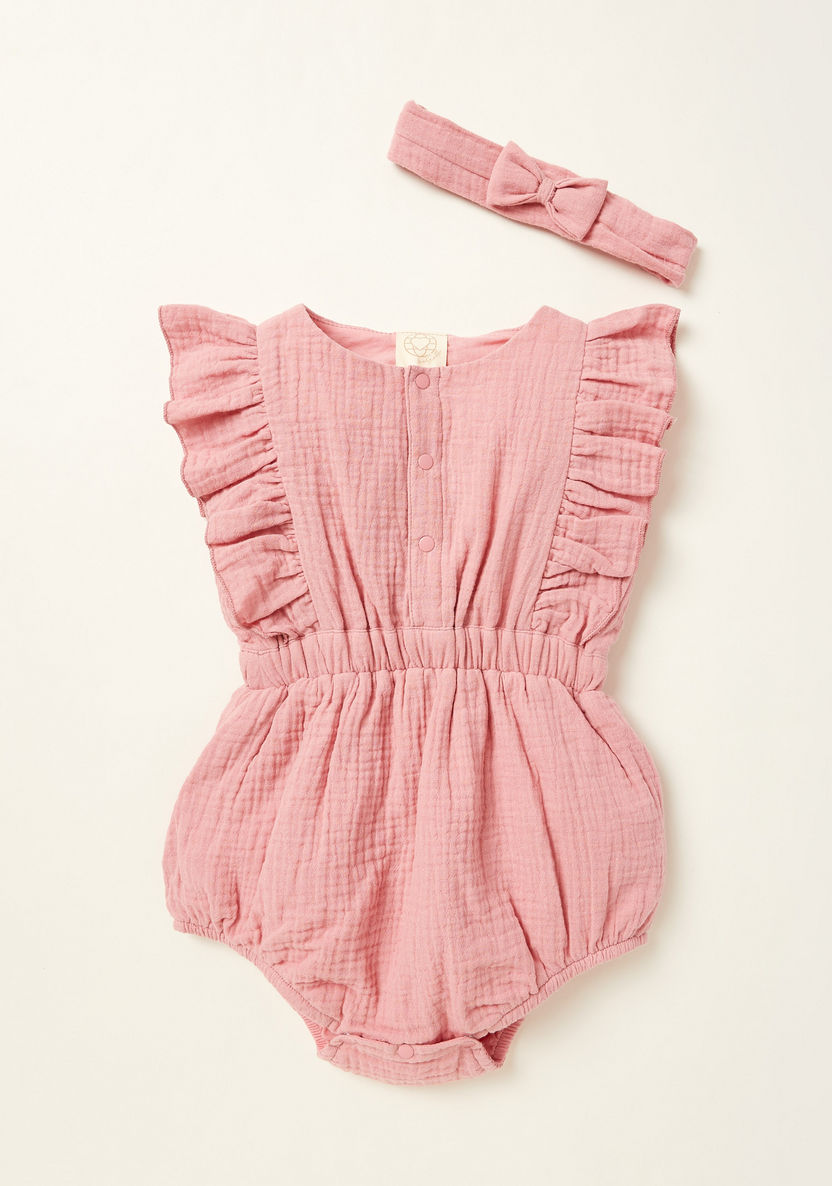 Textured Sleeveless Romper and Headband Set-Rompers%2C Dungarees and Jumpsuits-image-0
