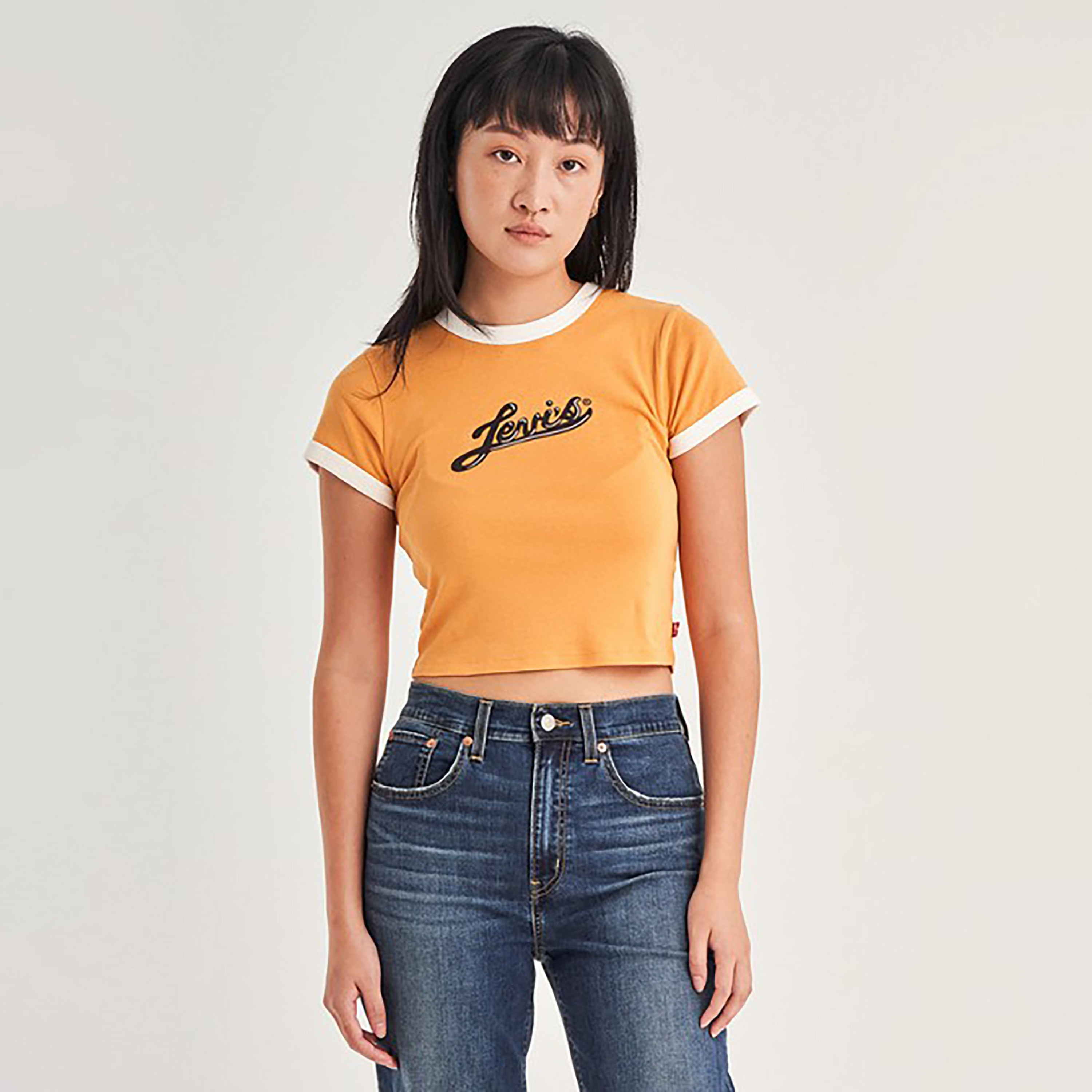 Levi's Logo Crew Neck Short Sleeves Cropped T-Shirt-women-clothing-tshirts-image-1