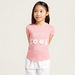 Juniors Graphic Print T-shirt with Round Neck and Flower Detail-T Shirts-thumbnail-1