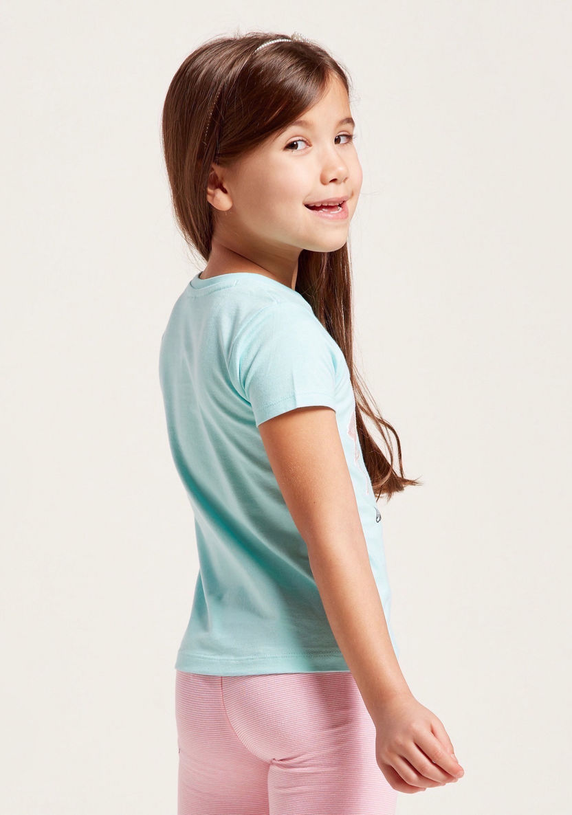 Juniors Flamingo Print T-shirt with Short Sleeves-T Shirts-image-2
