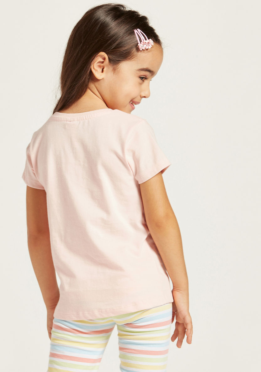 Juniors Sequin Detail T-shirt with Round Neck and Short Sleeves-T Shirts-image-3