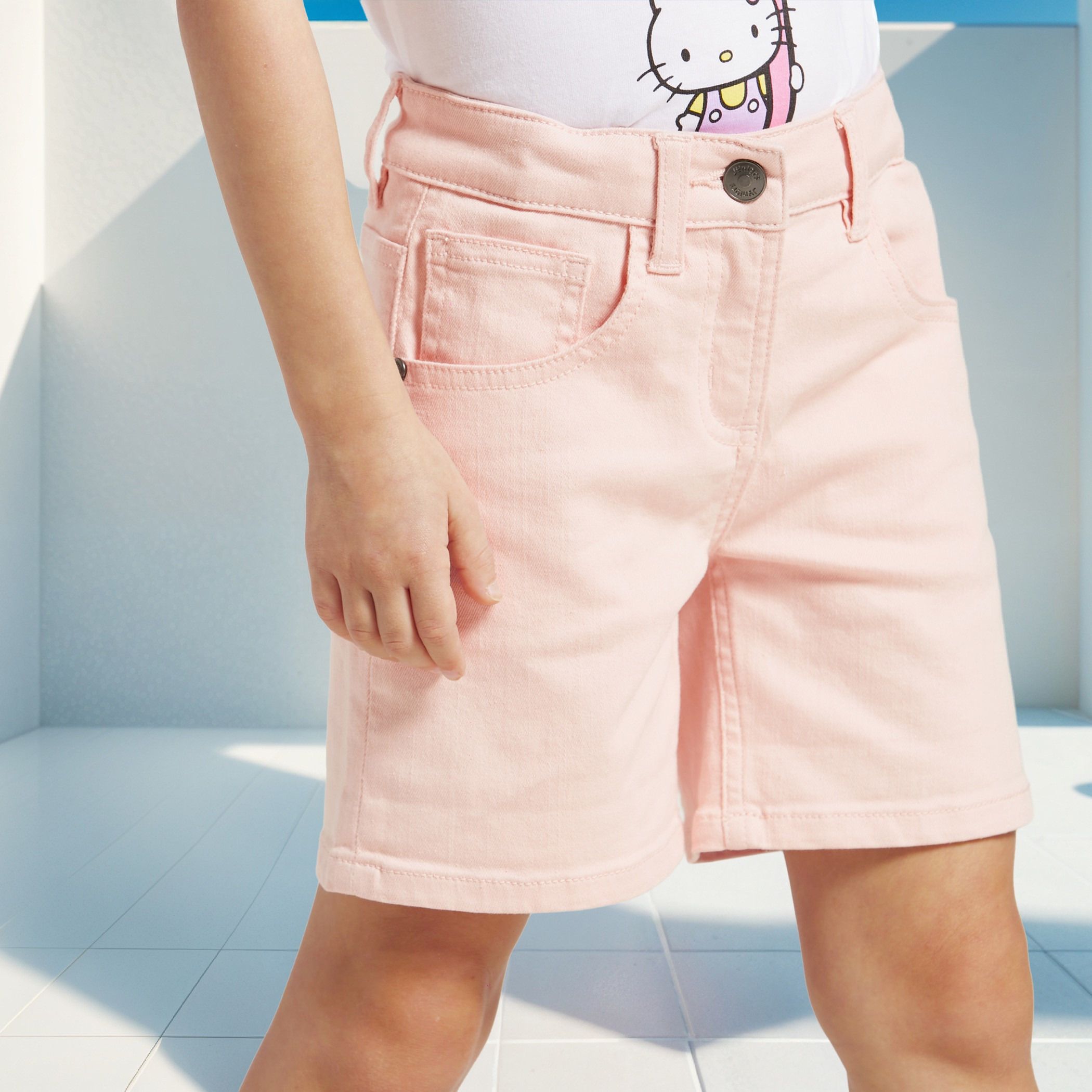 Juniors Solid Shorts with Pockets and Button Closure-girls-clothing-bottoms-shorts-image-3