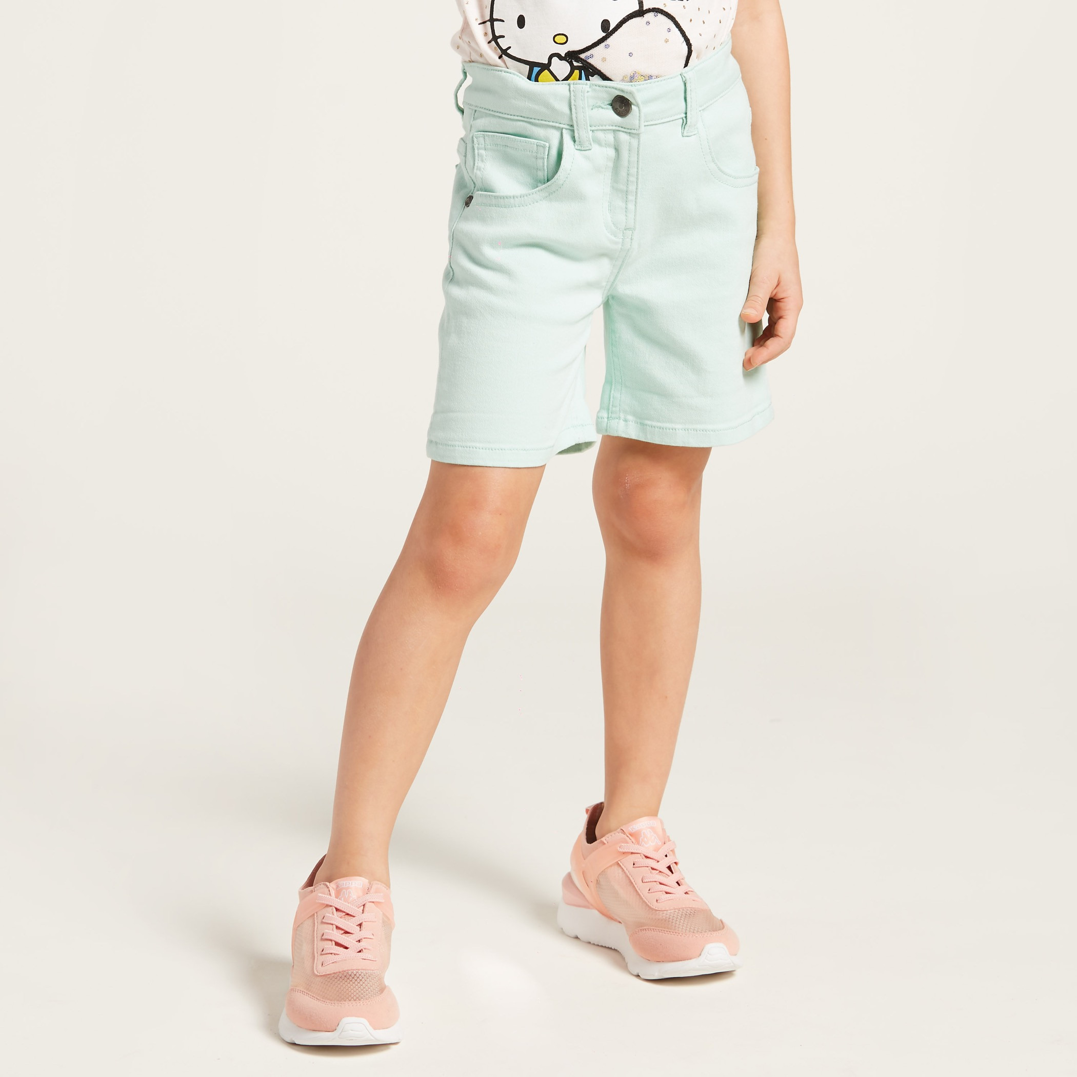 Juniors Solid Shorts with Pockets and Button Closure-baby-girls-clothing-bottoms-shorts-image-2