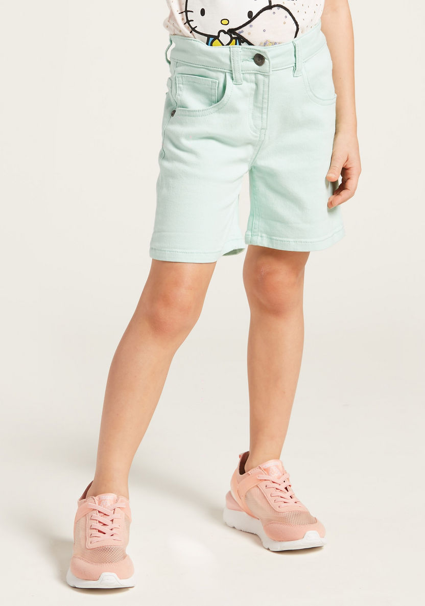 Juniors Solid Shorts with Pockets and Button Closure-Shorts-image-1