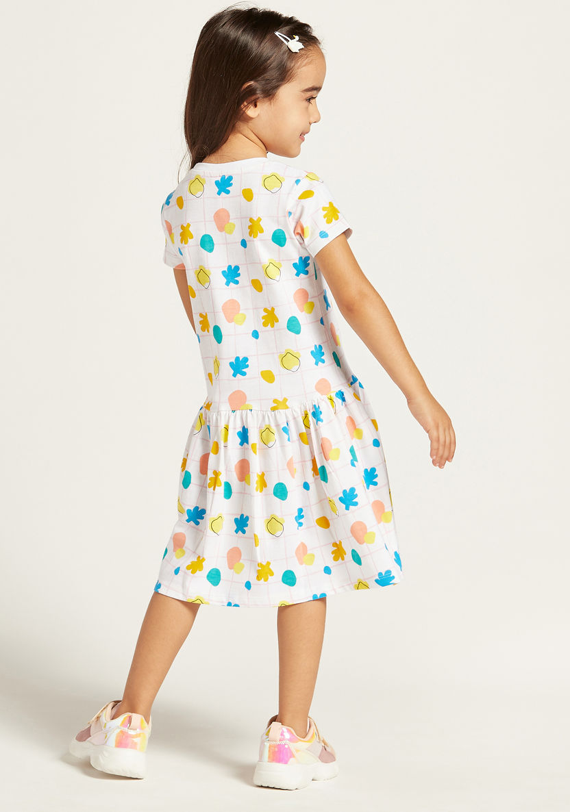 Juniors All-Over Print Dress with Round Neck and Short Sleeves-Dresses%2C Gowns and Frocks-image-3
