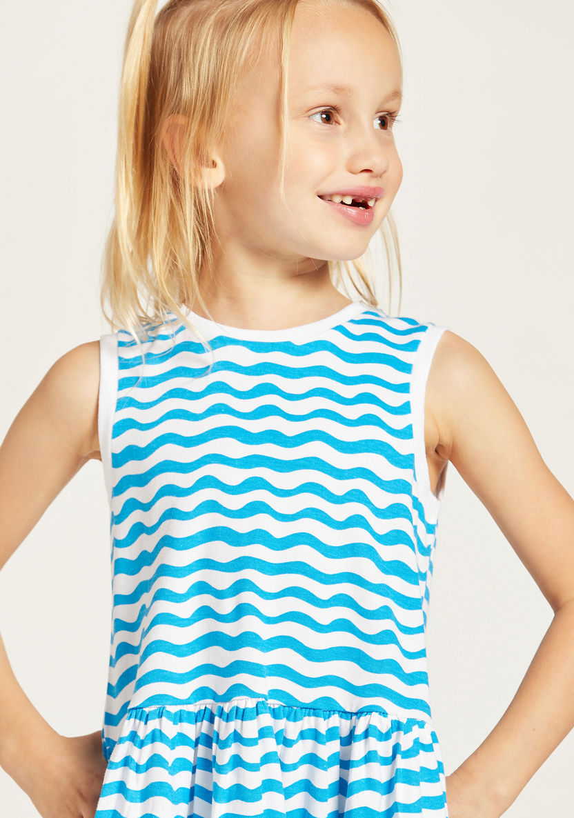 Juniors Striped Sleeveless Dress with Crew Neck-Dresses%2C Gowns and Frocks-image-2