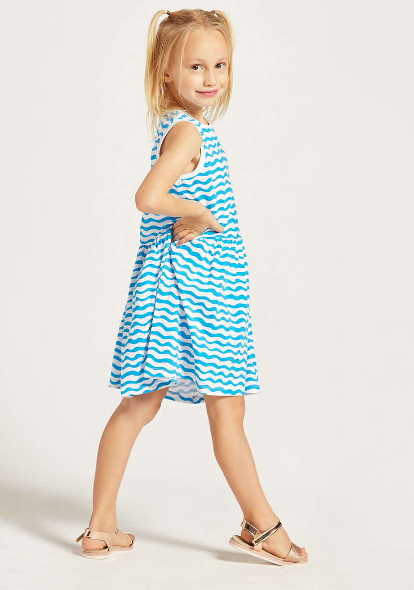 Juniors Striped Sleeveless Dress with Crew Neck-Dresses%2C Gowns and Frocks-image-3