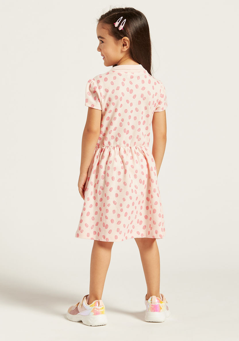 Juniors Printed Polo Dress with Short Sleeves-Dresses%2C Gowns and Frocks-image-3