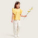 Juniors Textured Top with Round Neck and Schiffli Frill Sleeves-Blouses-thumbnail-0