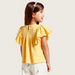Juniors Textured Top with Round Neck and Schiffli Frill Sleeves-Blouses-thumbnail-2