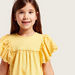 Juniors Textured Top with Round Neck and Schiffli Frill Sleeves-Blouses-thumbnail-3