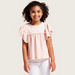 Juniors Schiffli Detail Top with Round Neck and Frill Sleeves-Blouses-thumbnail-1