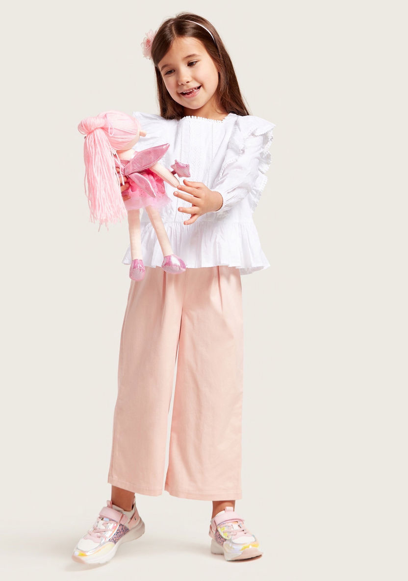 Juniors Solid Wide Leg Pants with Inverted Pleats-Pants-image-0