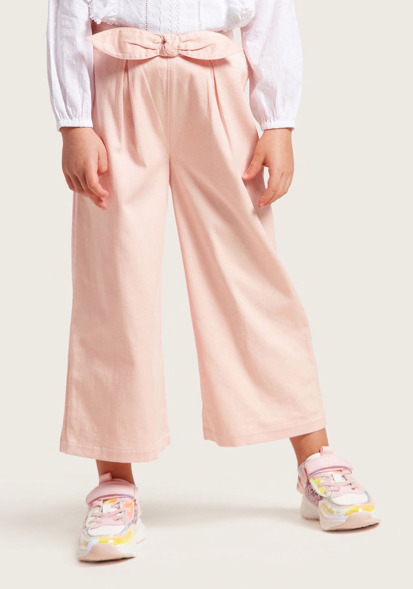 Juniors Solid Wide Leg Pants with Inverted Pleats-Pants-image-2