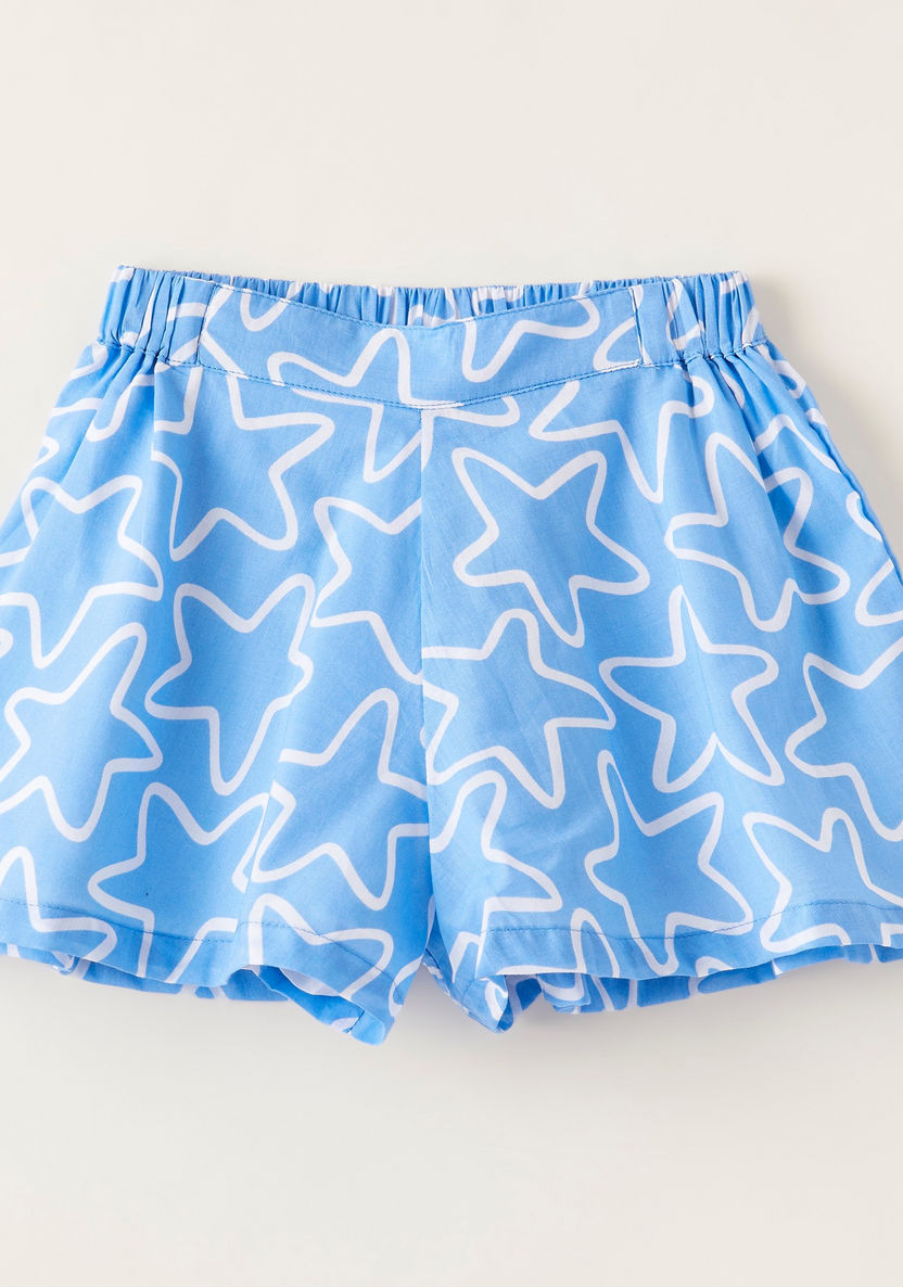 Juniors All-Over Star Print Shorts with Elasticised Waistband-Shorts-image-0