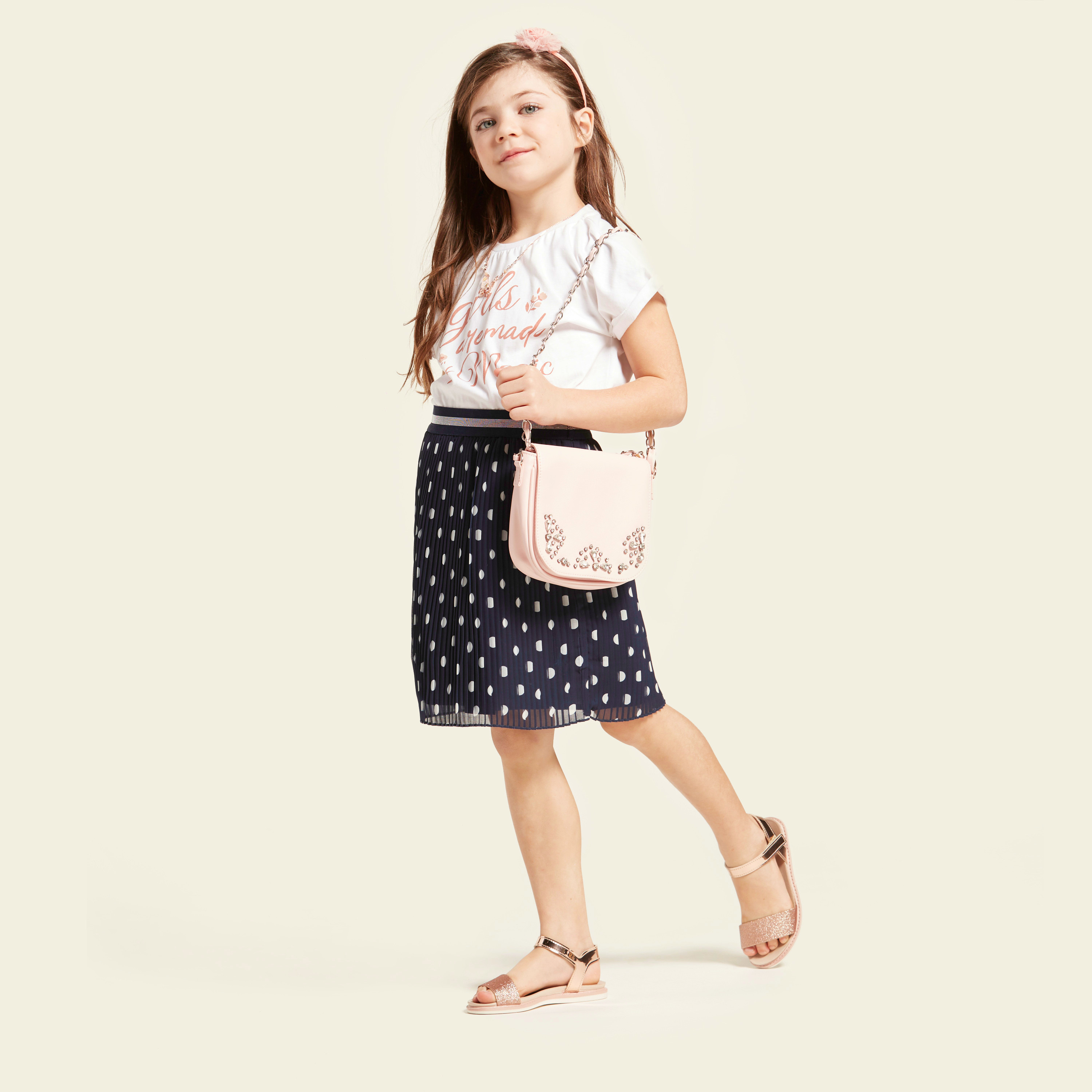 Juniors Printed Pleated Skirt with Elasticised Waistband-girls-clothing-bottoms-skirts-image-1