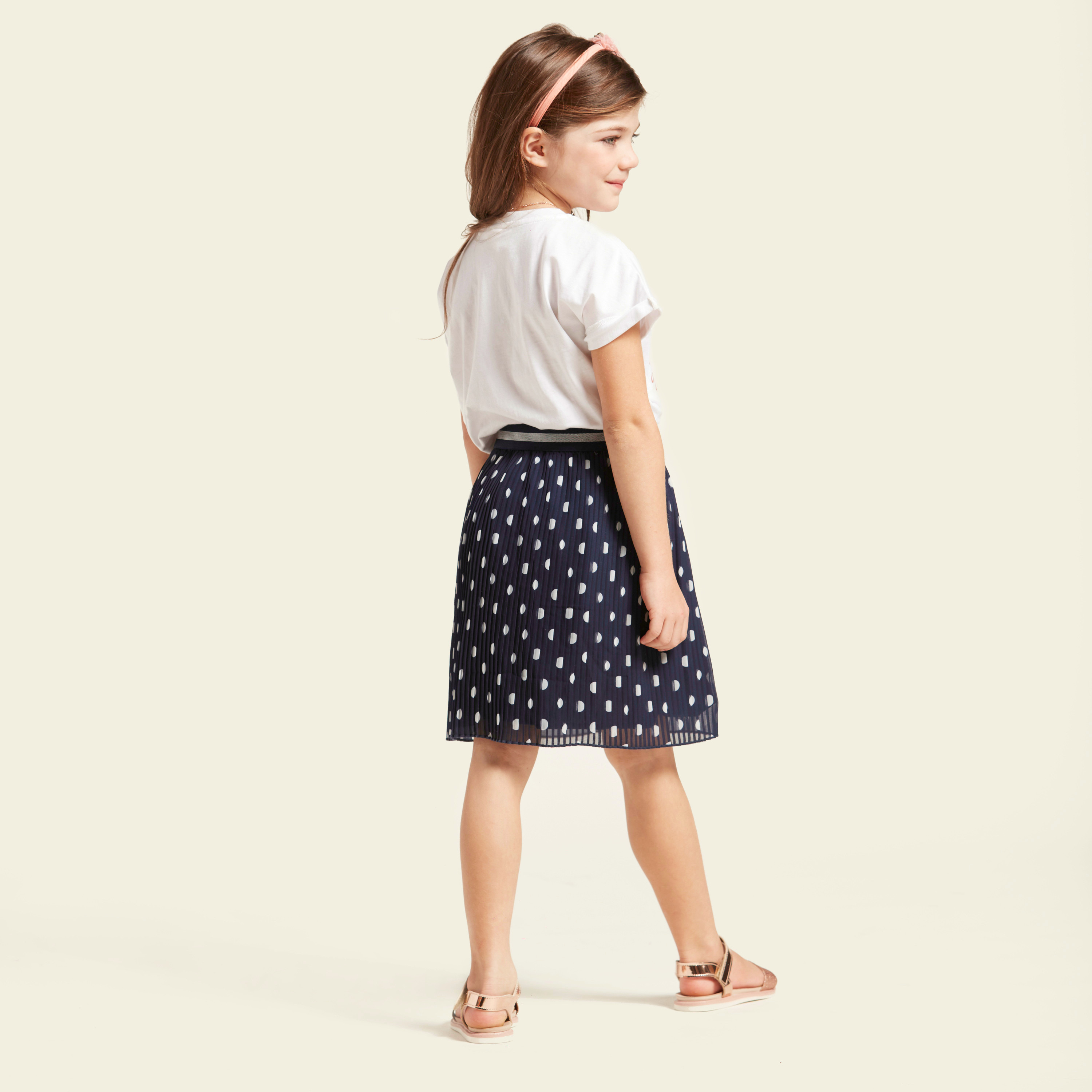 Juniors Printed Pleated Skirt with Elasticised Waistband-girls-clothing-bottoms-skirts-image-4