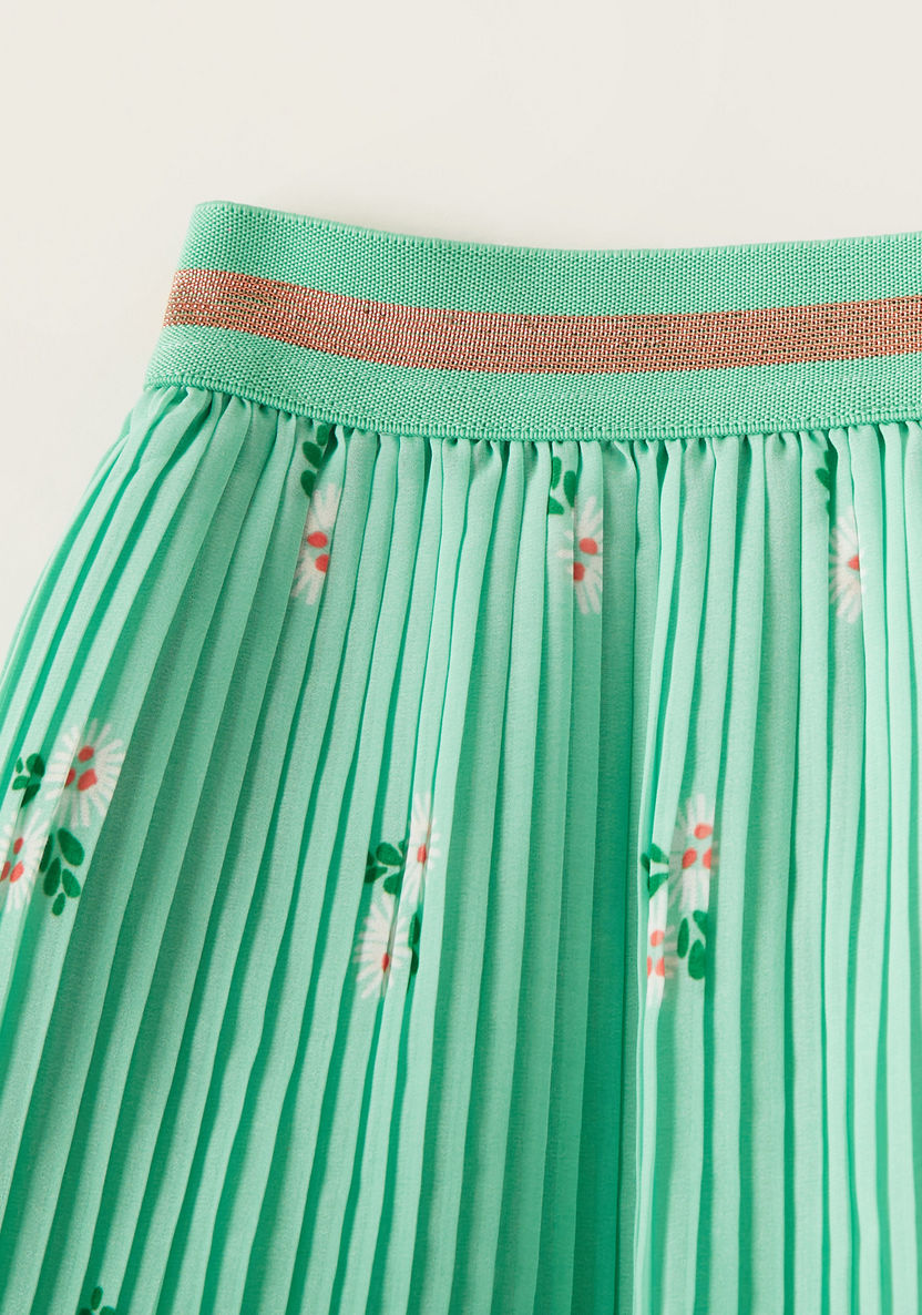 Juniors Floral Print Pleated Skirt-Skirts-image-2