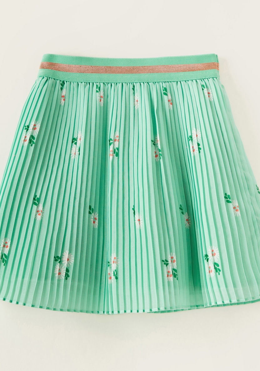 Juniors Floral Print Pleated Skirt-Skirts-image-3