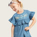 Juniors Frill Detail Dress with Round Neck and Short Sleeves-Dresses%2C Gowns and Frocks-thumbnail-1