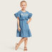 Juniors Frill Detail Dress with Round Neck and Short Sleeves-Dresses%2C Gowns and Frocks-thumbnail-3
