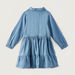 Juniors Solid Collared Dress with Long Sleeves and Tiered Detail-Dresses%2C Gowns and Frocks-thumbnail-3