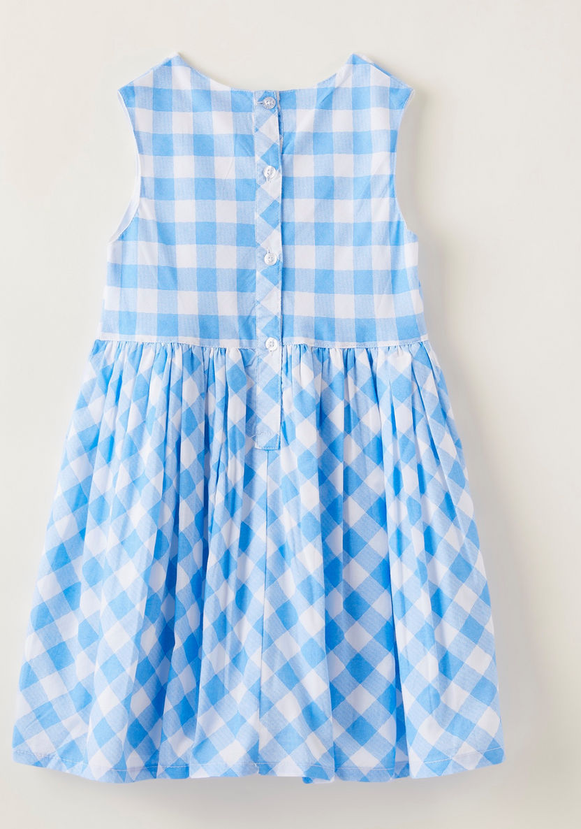 Juniors Checked Sleeveless Dress with Round Neck-Dresses%2C Gowns and Frocks-image-4