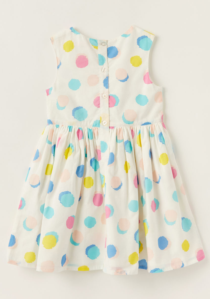 Juniors Spot Print Sleeveless Dress with Round Neck-Dresses%2C Gowns and Frocks-image-2