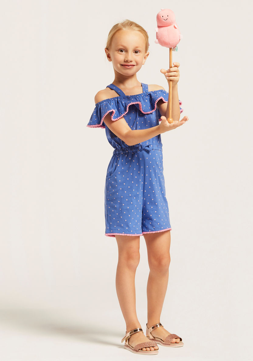 Juniors Strappy Spot Print Playsuit with Pockets-Rompers%2C Dungarees and Jumpsuits-image-0